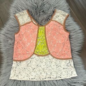 Champagne and strawberry Lacey Boho top